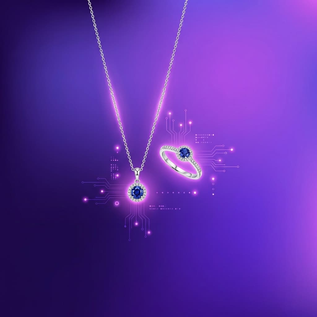 Digital preview of jewelry in a virtual try-on scene